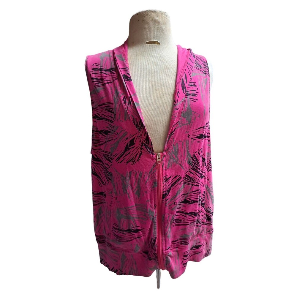 Zumba Wear Vest Jacket Women's L Hoodie Abstract Pink Zipper Logo  Fitness Gym